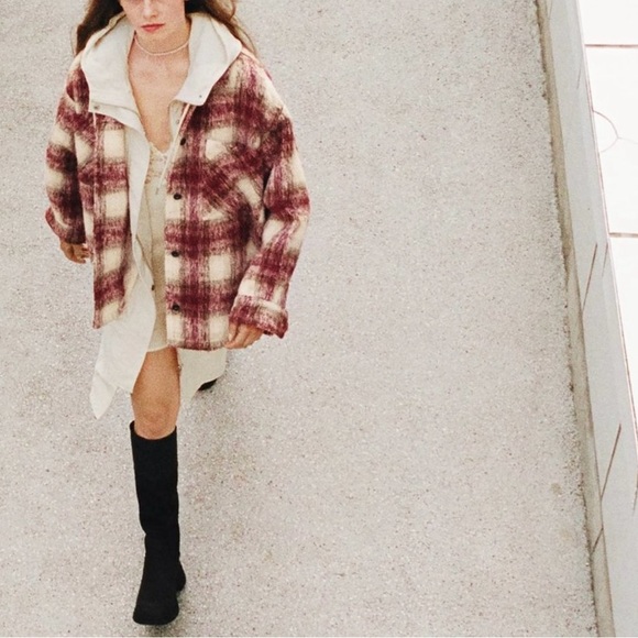 ZARA Plaid Overshirt Shacket Jacket Size L - Picture 16 of 16